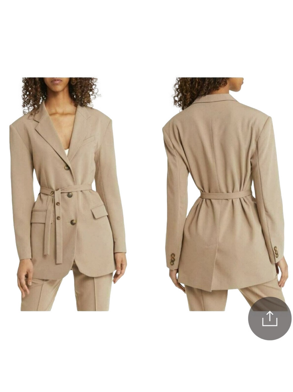 Topshop US 8 UK 10 EUR 38 Belted Blazer Tan MSRP $110